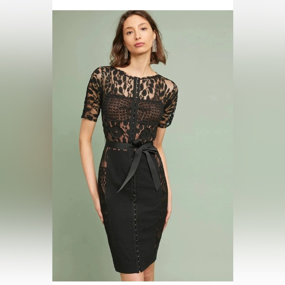 Byron Lars Dresses & Skirts - Beguile by Byron Lars Anthropologie Carrisima Black Lace Sheath Dress Size 0